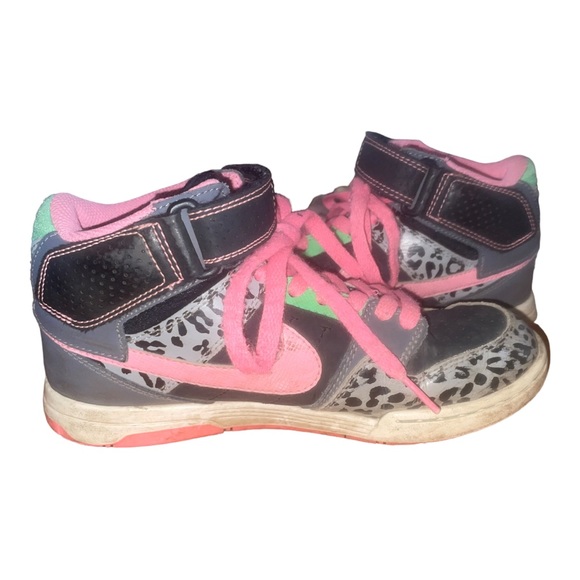 NIKE Mogan Mid Pro Pink Green Cheetah Leopard High Top Sneakers Shoes, Size 4Y - Picture 4 of 10